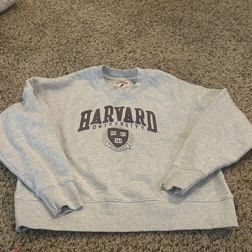 League Harvard University Light Gray Crewneck Sweater